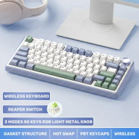 F75 Mechanical Keyboard Wireless Bluetooth 2.4G Wired Tri-Mode Multifunctional Knob Hot Swap Laptop RGB PC Gaming Keyboard