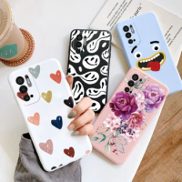Phone Case For POCO M3 Protective Couqe Silicone Back Shockproof Soft Cover For POCO M3 Pink Love Patterned Blue Flower Shells