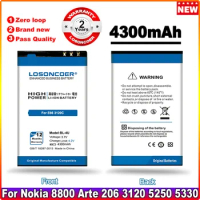 LOSONCOER BL-4U 4300mAh Battery For Nokia E66/3120C/6212C/8900/6600S/E75/5730XM/5330XM/8800SA/8800CA Phones