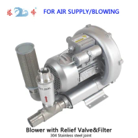 single phase 1HP Industry Ring blower filling bottles regenerative blower with Relief Valve&amp;filter for air supply