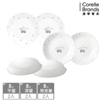 【CorelleBrands 康寧餐具】紫梅6件式8吋餐盤組(F01)