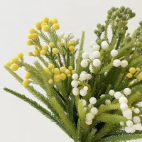 Artificial flowers, green, white, yellow, sand, pine, home garden decoration