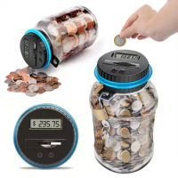 Electronic Money Box With Lock LCD Digital Counter 2.5 L Capacity Clear Plastic Safe Coins Saving Pot Piggy Bank Home Supplies