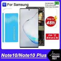 Tested AMOLED Display With Frame Note 10+ For Samsung Galaxy Note 10 N970F Note 10 Plus N975 LCD Touch Screen Repair Part