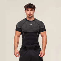 GYMSHARK Mens Fitness Shirt Casual Running Quick-Dry Breathable Tight Short Sleeve T Mens Muscle Sha