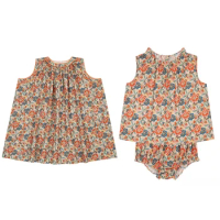 CBC Girls Dress Kids Toddler Clothes Set Summer Wear Orange Floral
