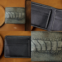 Dompet Bifold Wallet Handmade Ostrich Kaki Kulit Burung Unta \Grey\""