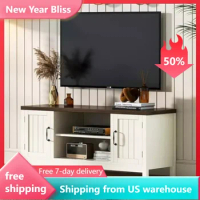 Rustic Media Console Up to 55 Inches for Living Room Home Furniture Farmhouse TV Stand Bedroom White Cabinet Table Stands
