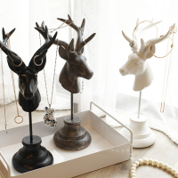 北歐輕奢金色創意鹿頭擺件首飾架客廳臥室酒吧裝飾品擺設裝飾品