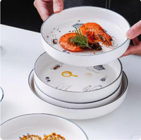 餐具可愛餐盤套裝創意陶瓷盤子深盤卡通碗碟家用空氣炸鍋專用烤盤