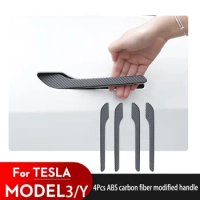 4pcs Car Door Handle Sticker For Tesla Model 3 Y 2017 - 2023 Door Wrap Cover Paste Model3 Model Y Accessories Carbon Fiber ABS