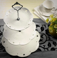 水果盤陶瓷水果盤歐式三層點心盤蛋糕盤多層糕點盤客廳創意糖果托盤架子 維多原創