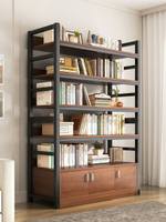 書架落地置物架簡易多層家用書櫃收納櫃子儲物櫃圖書館鋼木貨架-快速出貨