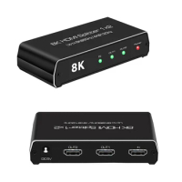 8K 60hz Splitter 4k 120Hz 3D HDR 1x2 HDMI Splitter 1 In 2 Out Dual Display HDMI2.1 Audio Video Distributor for PS4 PS5 PC To TV