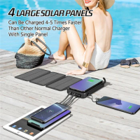 Fast Qi Wireless Charger Solar Power Bank 43800mAh Built in Cable PD 20W Fast Charger for iPhone 13 12 Samsung Xiaomi Powerbank