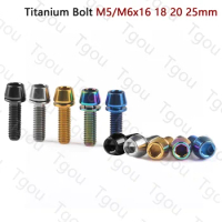 Tgou Titanium Bolt M5/M6x16 18 20 25mm with Washers Hex Head Screw for Bicycle Disc Brake Stem Clamp