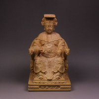 黃楊木雕刻媽祖像擺件天上圣母湄洲媽祖車擺媽祖神像復古人物雕像