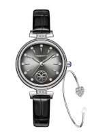 Rebirth Watch REBIRTH Jam Tangan Wanita Berlian Anggun Anti Air Kuarsa Tali Kulit Gaya Korea Jam Tan
