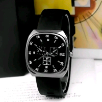 JAM TANGAN UNISEO/JAM TANGAN WANITA TALI RUBBER Analog TERBARU Karet Sabuk hitam jam  tangan