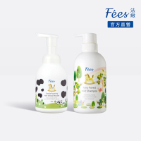 Fees法緻 寶貝洗髮沐浴組 童話森林洗髮精450ml+嬰兒洗髮沐浴泡泡-香濃牛奶400ml