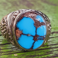 Cincin Batu Akik Pirus Persia Urat Polosan Kualitas Super Harga Murah