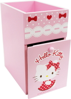 【震撼精品百貨】Hello Kitty 凱蒂貓 HELLO KITTY圓點裙雙層單抽收納盒-粉紅 震撼日式精品百貨