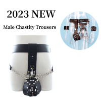 Male Chastity Pants Belt Viting  Plugs Leather Panties   Slave  Products Sissy Fetish Toys Male   18