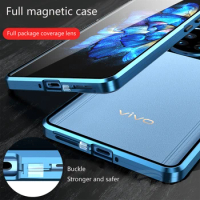 360 Full Protection Metal Magnetic Double Sided Glass Snap Lock Case For VIVO X100 X80 X90 Pro Lens Protection Cover Cases