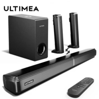 ULTIMEA 4.1CH TV Soundbar with Subwoofer,2-IN 1 Detachable Bluetooth Soundbar, Bass Adjustable,3EQ Modes TV Sound Bar Speakers