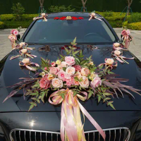 Front Flower Wedding Car Decoration Main Wedding Car Front Flower Simulation Flower Full Set Wedding Fleet Set Layout Creative D