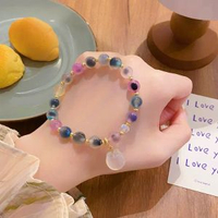 超仙甜美公主風彩色糖心瑪瑙玉髓招財貓手鍊輕奢手作小眾設計手串