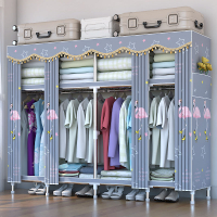 衣櫃佈衣櫃鋼管加粗加固單人衣櫥收納櫃不銹鋼掛衣櫃收納