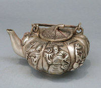 古玩雜項銅器仿古 銅八仙南瓜壺酒壺手提水壺擺件大清御制茶壺