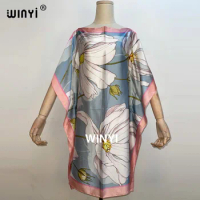 Fashionable Africa 2021 silk kaftan dress boho colourful pattern Dashiki African women's Silk Kaftan dress African Clothing