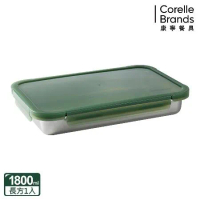 新品【Snapware 康寧密扣】Eco Fresh 可微波316不鏽鋼長方形保鮮盒1800ML(烤盤/扁形保鮮盒)