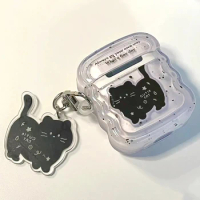 Korean Cartoon Cute Cat Airpod Case with Keychain for AirPods 1 2 3 Pro 2 AirPod Vintage Airpod Pro Case Air Pods Pro Case