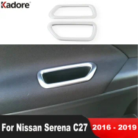 Car Inner Door Handle Armrest Storage Box Frame Cover Trim For Nissan Serena C27 2016 2017 2018 2019 Matte Interior Accessories