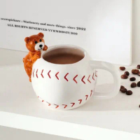 Cute 3D Cub Ceramic Mug Couple Water Cup Cute Instagram Creative Cartoon Drinkware Mugs