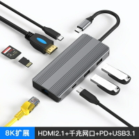 typec擴展塢HDMI2.1高清8K千兆網口USB3.1轉換器hub拓展高刷144Hz