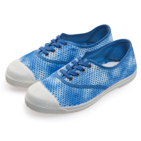 (女)Natural World 西班牙休閒鞋 暈染網狀4孔基本款*藍白