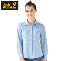 【Jack wolfskin 飛狼】女 彈性長袖排汗襯衫(淺藍)