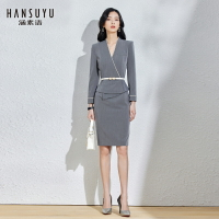 灰色職業裝連衣裙ol空姐制服氣質女神范套裝前臺接待工作裝女高端