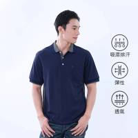 【遊遍天下】MIT台灣製男款抗UV吸濕排汗機能POLO衫 丈青(M-5L 大尺碼)