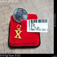 Emas 916,Loket 3 D Crki Huruf X Huruf X 0.92cm Design:7504<M0MLN>P916C(M9)-Size: 0.52cm