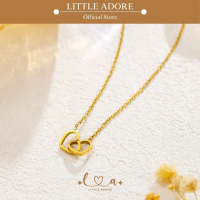 Irene Necklace - Kalung Titanium Gold Double Love Model Simple Minimalis Korean Style - Kalung Korea