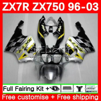 Body Kit For KAWASAKI NINJA ZX750 ZX 7R 7 R Silver yellow 750 ZX7R 96 97 98 99 103No.14 ZX-750 ZX-7R 2000 2001 2002 2003 Fairing