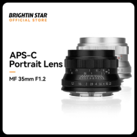 Brightin Star 35mm F1.2 MF APS-C Manual Focus Prime Lens for Sony Canon Fuji NIkon Panasonic Olympus M4/3 Mirrorless Cameras
