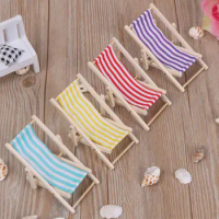 Wooden Lounge Chair Striped for 1/12 Dollhouse Miniature Furniture 11 cm / 4.33 inch Doll Furniture
