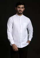 Casella Casella Baju Koko Pria Lengan Panjang Arabesque White Design | Baju Koko Putih Lengan Panjang 9865 White