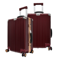 (福利品出清) 亞森士24吋鋁框拉桿箱/行李箱-鋼鐵紅